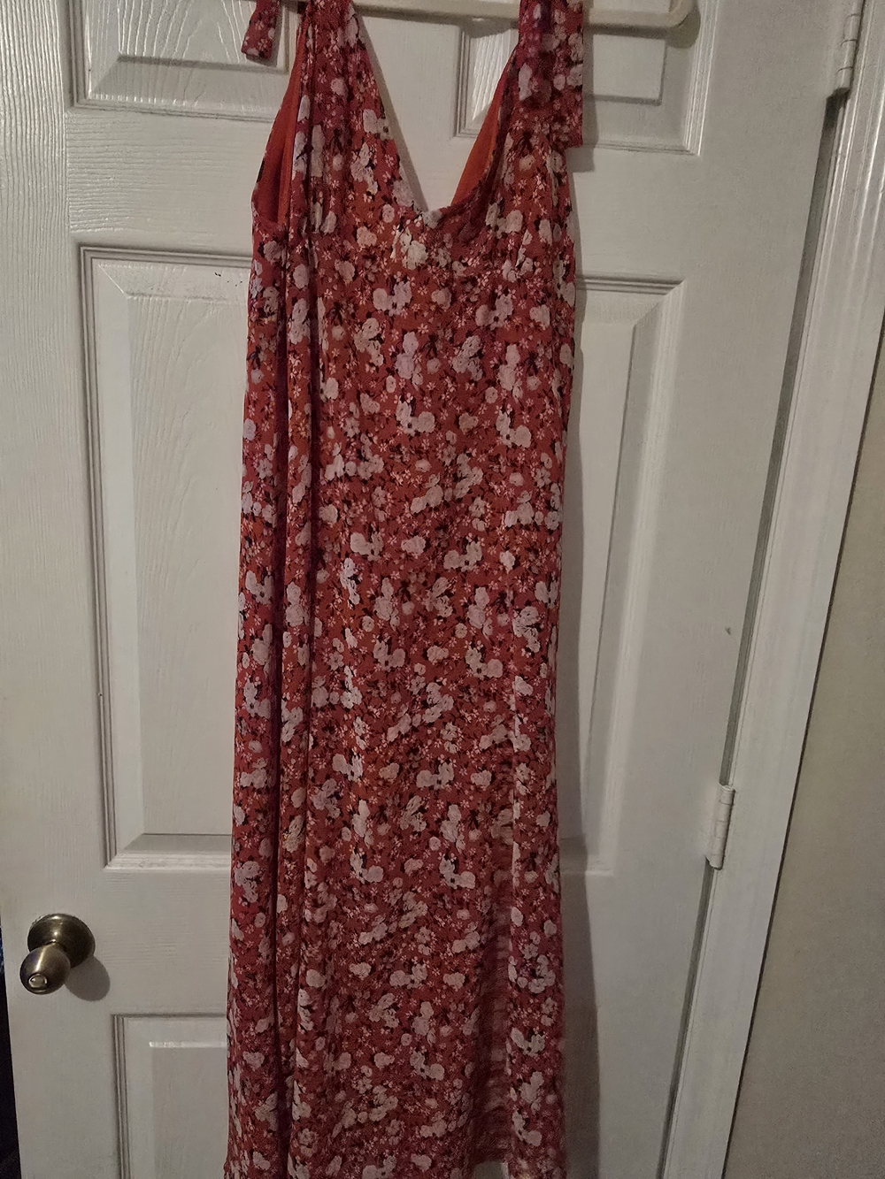 Zara Red Floral Maxi Dress with Tie Straps